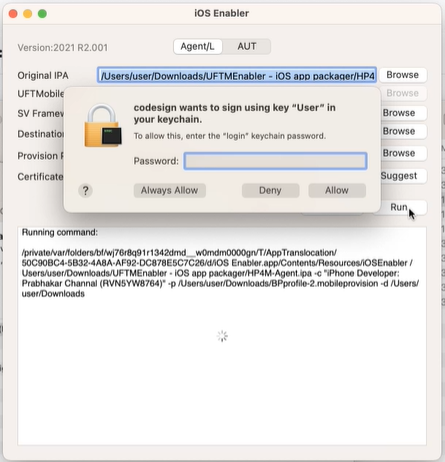 [iOS] Apple Security/Alerts when Manually signing Applications or Agents