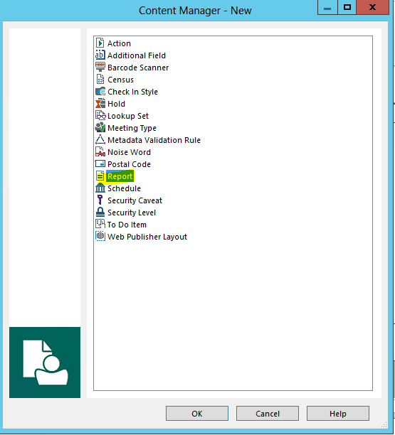 Instruction for creating new Report from Content Manager client