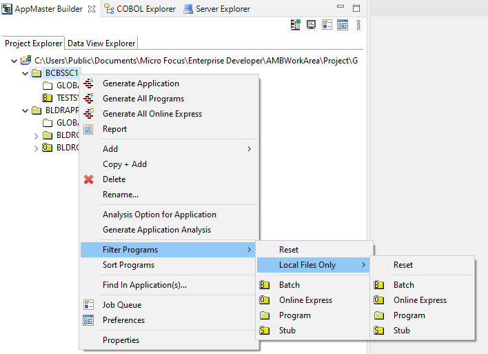 How to Use Filters with the AMB Model for Enterprise Developer