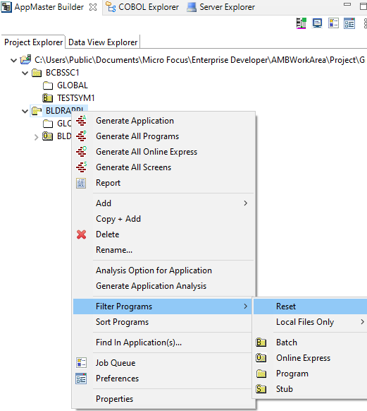 How to Use Filters with the AMB Model for Enterprise Developer
