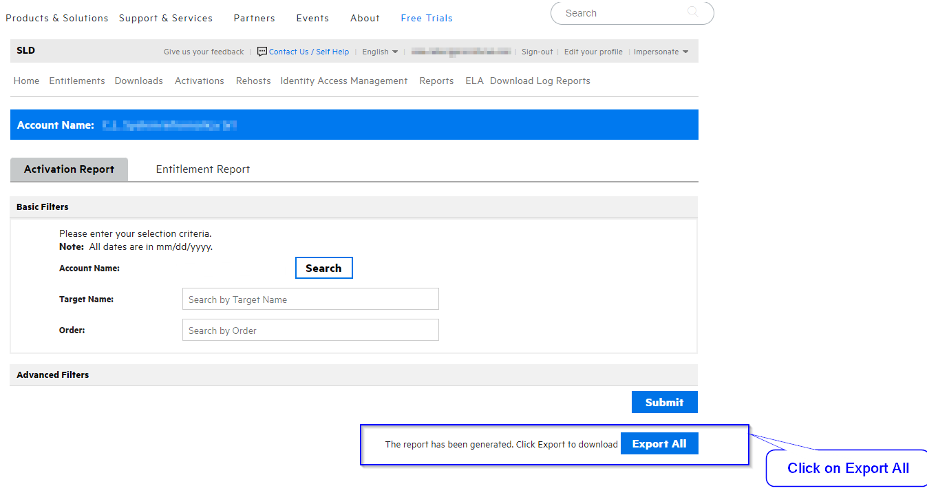 How to generate an activation and entitlement report in the SLD Portal