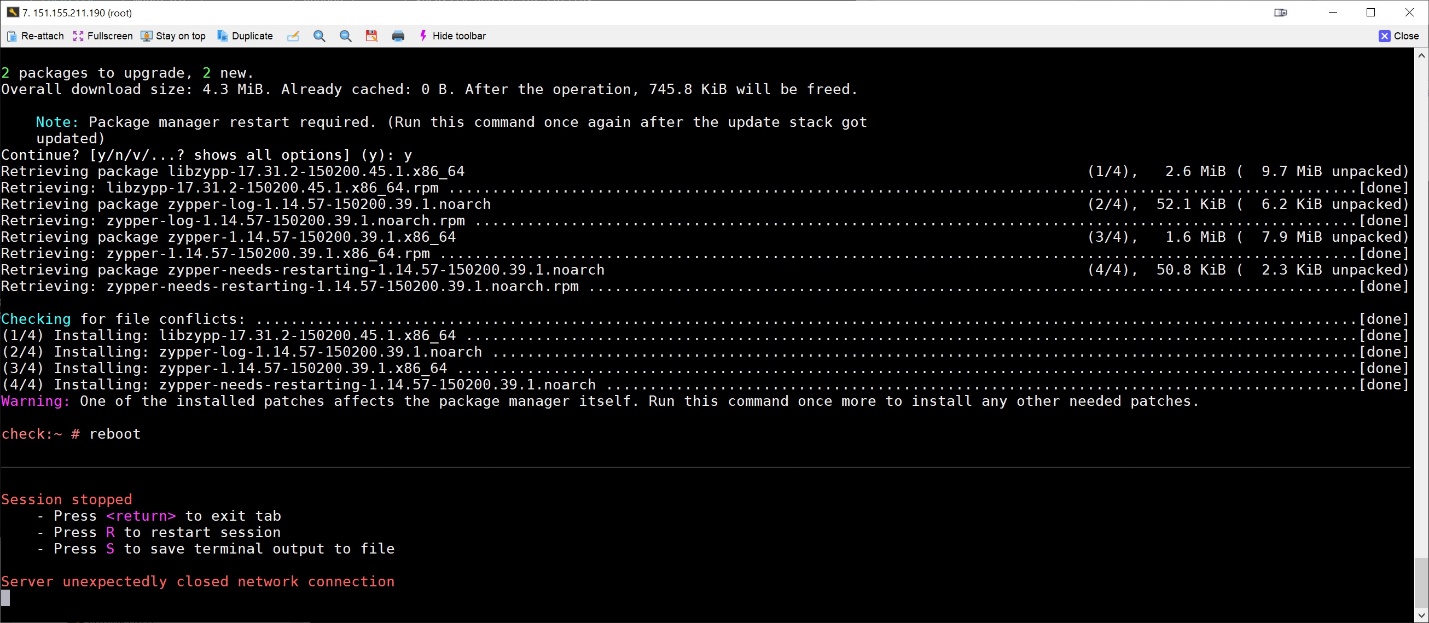 How to install the SMG server updates at the appliance server console ...