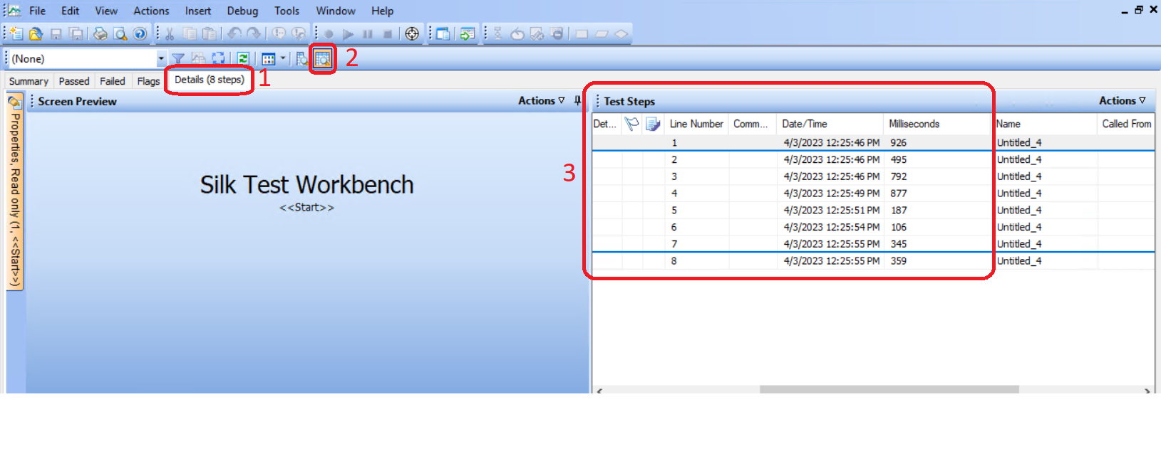 Silk Test Wokbench - How to see time taken to execute steps