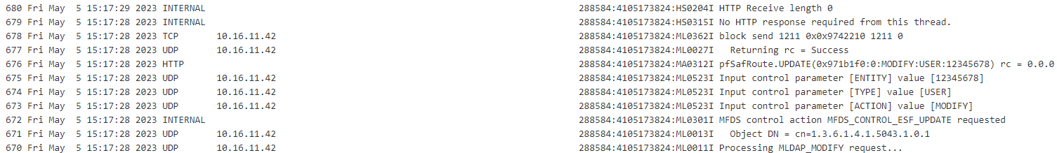 CASSE0050I ESF Update was successful - is not shown in the console.log ...