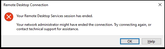 Direct RDP login error 