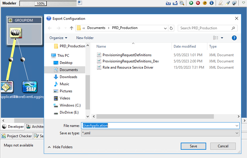 Identity Manager Designer driver export fails to save output file.