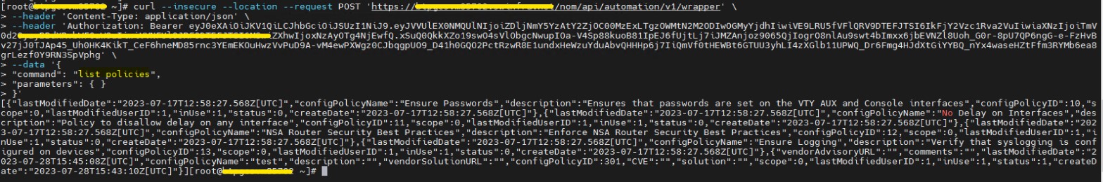 NA user unable to collect device data and NA related details using REST API