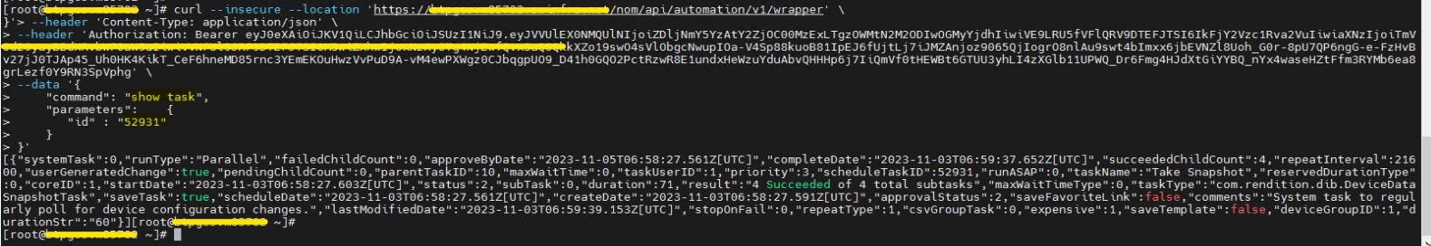 NA user unable to collect device data and NA related details using REST API