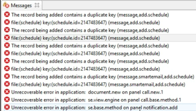 Insert into schedule displays error: dbInsert: file:(schedule) key ...