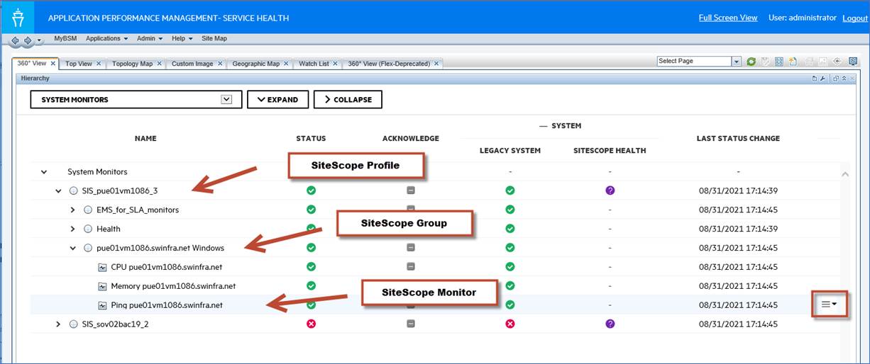 APM 9.51 how to setup a context menu to go from APM to SiteScope