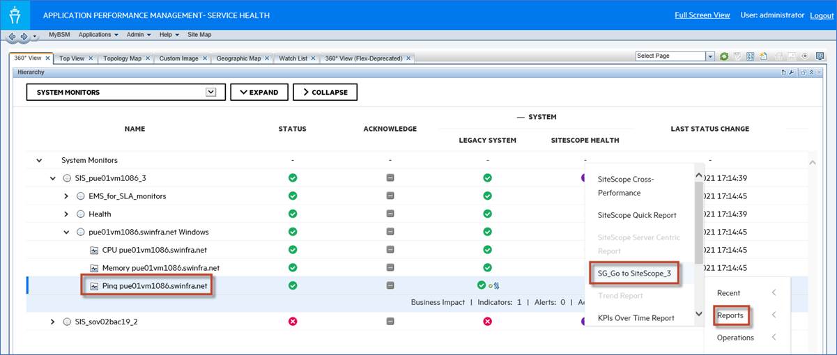 Apm 9.51 - How To Setup A Context Menu To Go From Apm To Sitescope