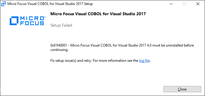 Unable to install more than one version of Visual COBOL on the 