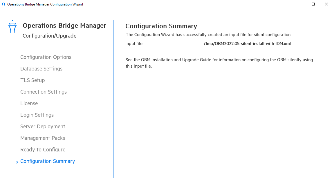 Running the OBM Configuration Wizard from the command line