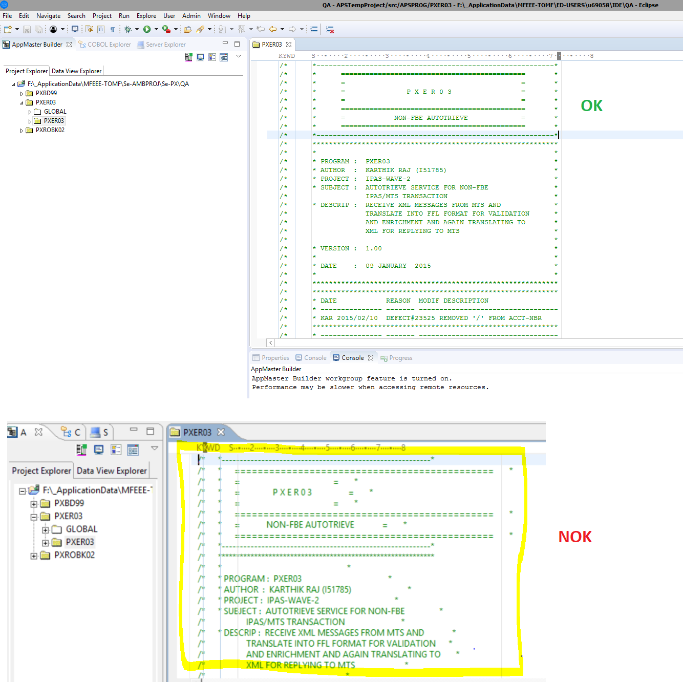 AppMaster Builder APSPROG Source display is misaligned and truncated ...