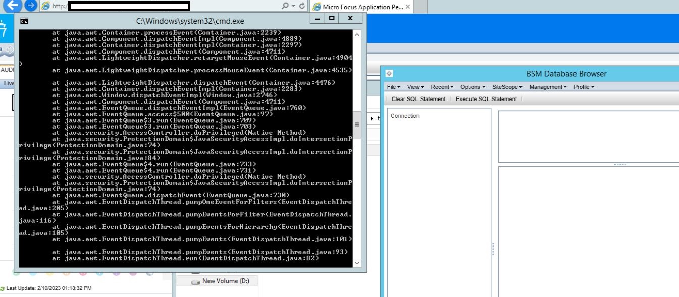 Unable to open BSM Database Browser due to wrong path - APM 9.5x