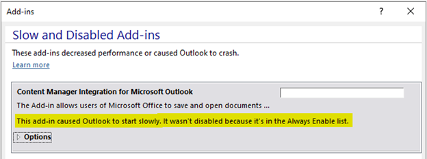 Forcing the Content Manager Outlook add-in to always load