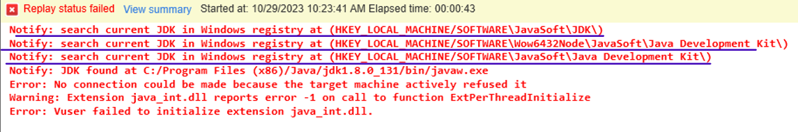 Error "Vuser failed to initialize extension java_int.dll" on Java Protocol