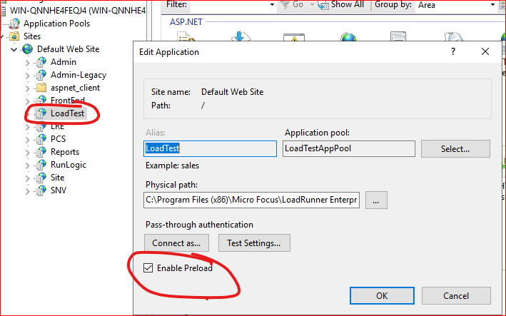 When initially accessing the LRE LoadTest page after restarting IIS or ...