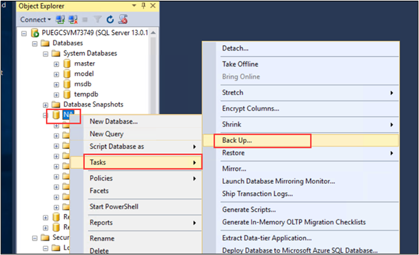 How to backup Network Automation database when product is using MS SQL ...