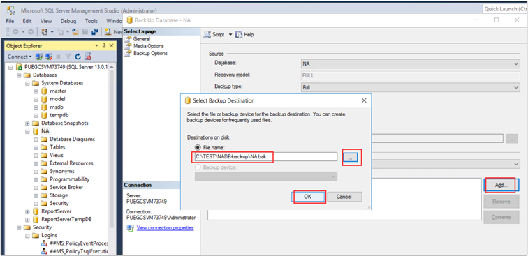 How to backup Network Automation database when product is using MS SQL ...