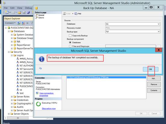How to backup Network Automation database when product is using MS SQL ...