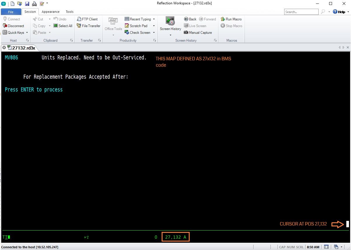 Enable 27x132 Screen Resolution on Terminal Emulation