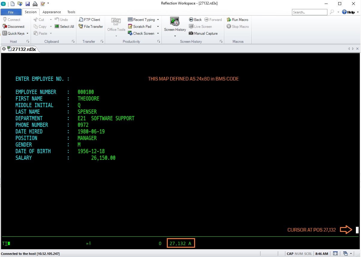 Enable 27x132 Screen Resolution on Terminal Emulation