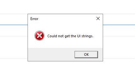 Popup error Could not get the UI strings