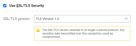 TLS version 1.0 is deprecated and should not be used when secure host ...