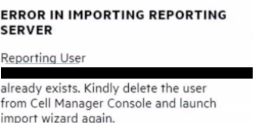 Error In Importing Reporting Server | Reporting User Already exists.