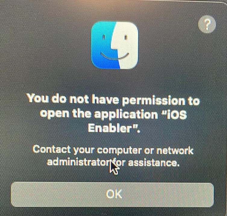 When opening the iOS enabler (UFT D.L 2023 P.1) "Do not have