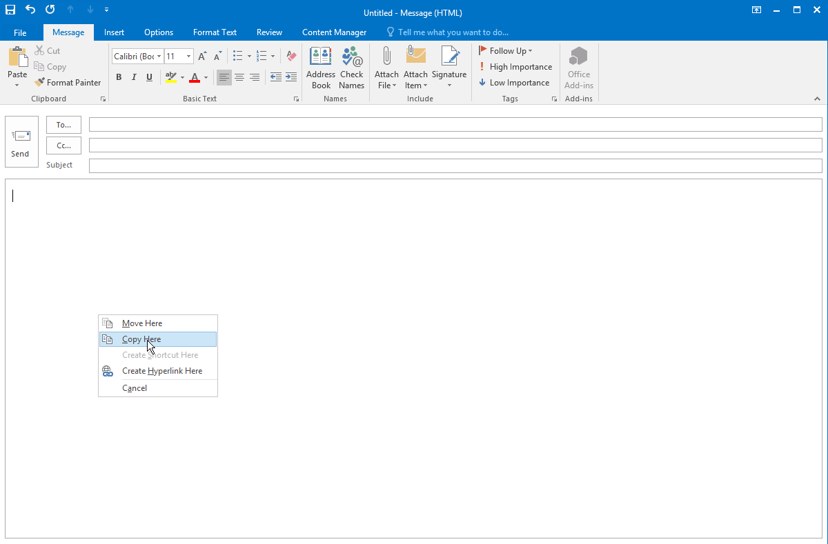 Drag and Drop files to Outlook result to a link to Content Manager not ...