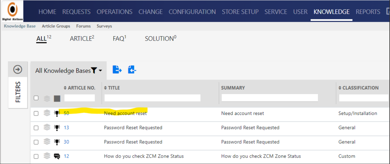 Creating KBA from a Request
