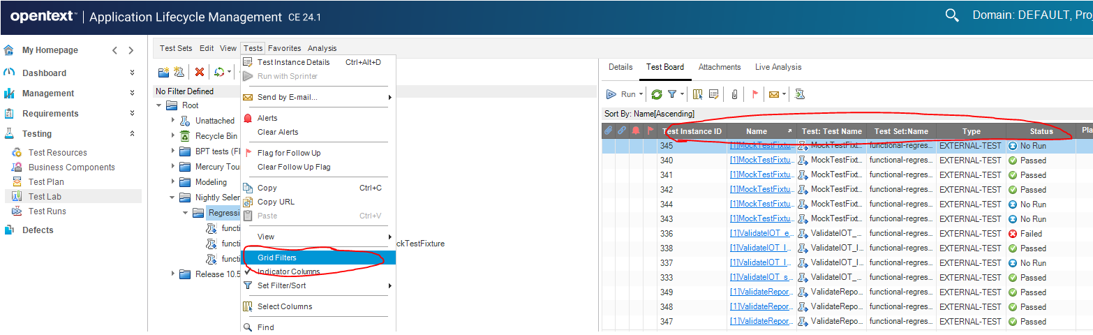 Filter Column Missing in table grids under the 