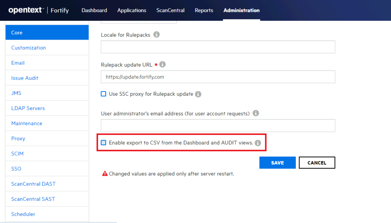 How to prevent users from exporting Fortify SSC data to CSV files
