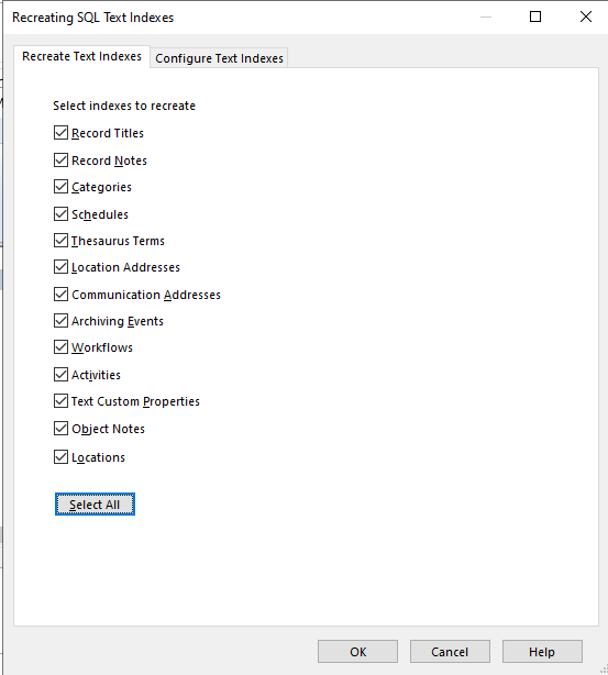 Content Manager SQL Text Indexing Reindex fails with error Violation