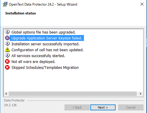 Data Protector Upgrade failed(ver. 23.4, 24.1, 24.2)
