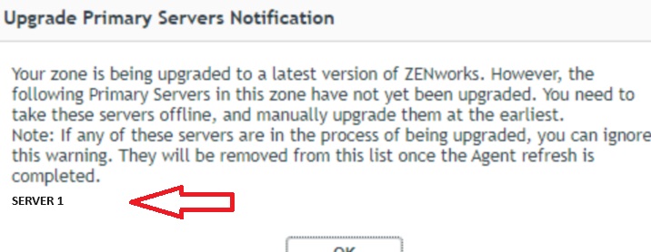 ZENworks 24.2 Upgrade Successful but ZCC notification says primary ...