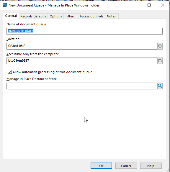 How to ingest document to Manage In Place - Windows File System