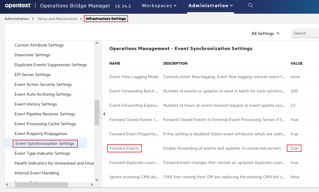 Operations Bridge Manager does not forward events