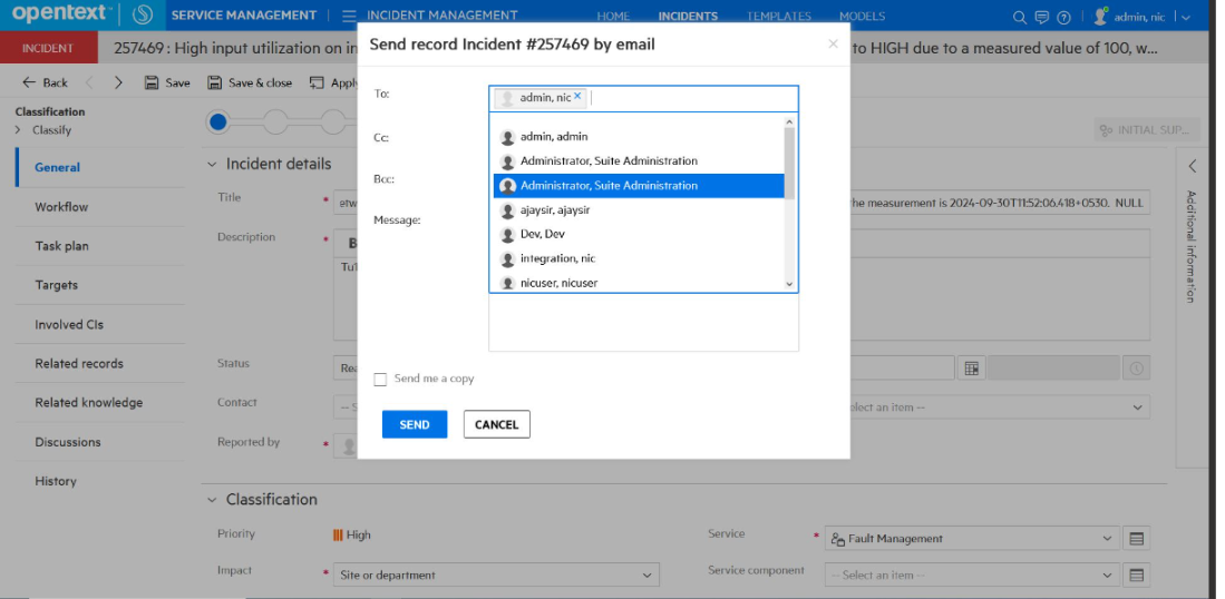 Email notification doesn not work with SMTP configuration of BO