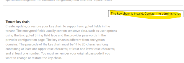 Lost passcode for Tenant keychain