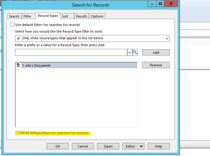 Refined Search - Unable to set default filter under Optimized Record ...