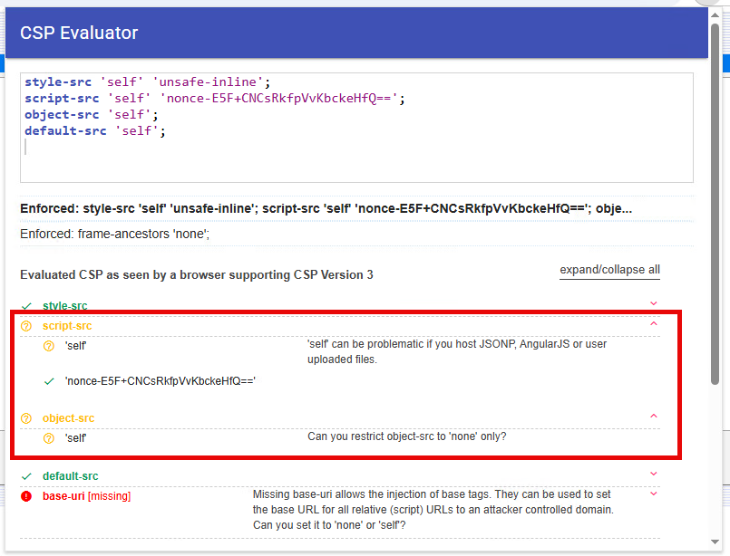 Content Security Policy (CSP) attributes in Opentext Data Privacy and ...