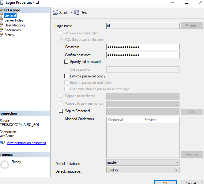 The permissions should the td user and admin user have over objects in ...