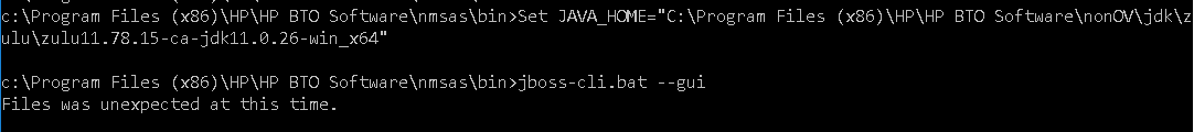 NNMi-Running the jboss-cli.bat returns error like 