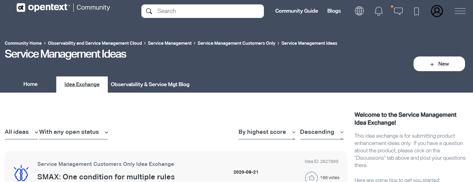 SMAX - How to submit an Enhancement Requests (ERs) in Idea Exchange and ...