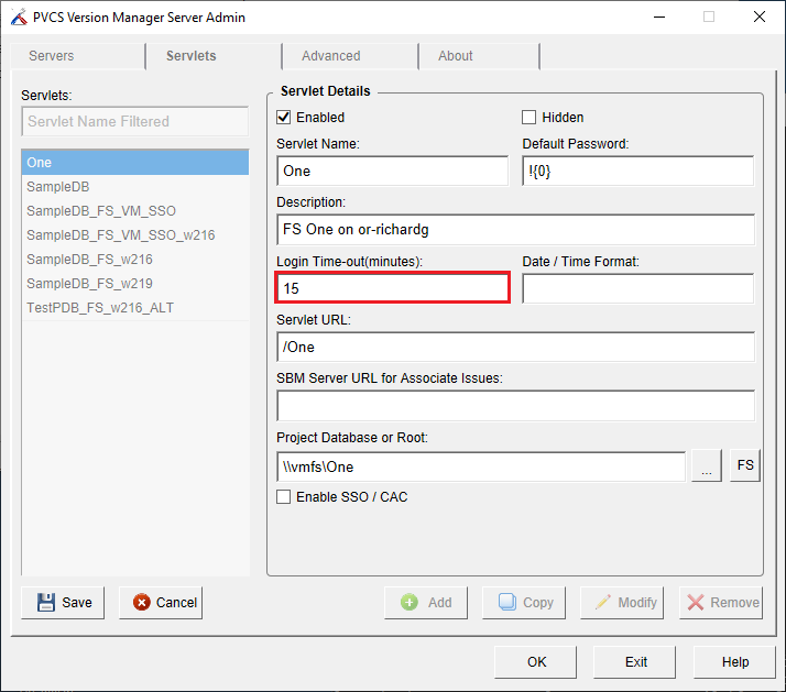 How to change the PVCS Version Manager Web Client session timeout setting