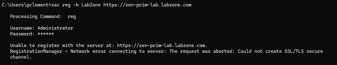 Error "Could not create SSL/TLS secure channel" occurs when registering ...