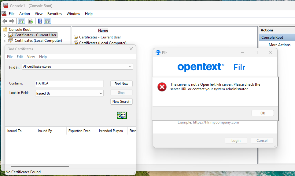 Filr Desktop Client Error: “The server is not an OpenText Filr server ...